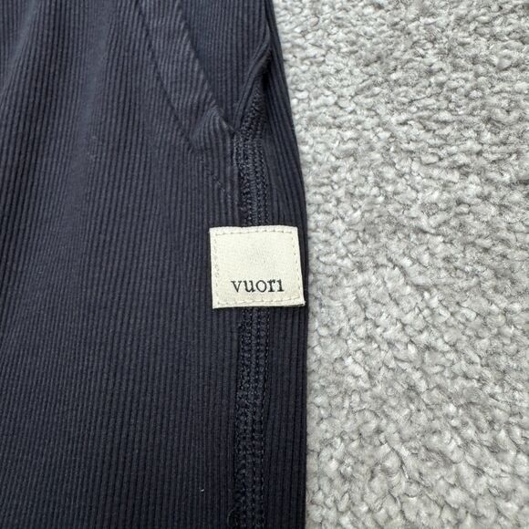 Vuori Ribbed Knit Wide Leg Jumpsuit Womens Large Navy Blue Elastic Drawstring - Picture 4 of 16